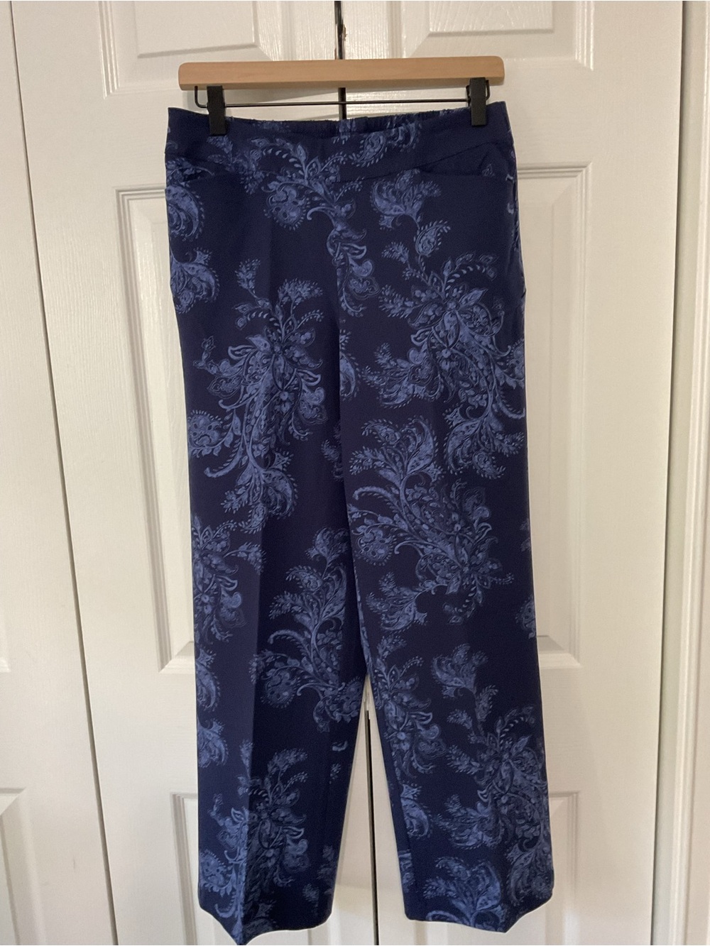 Isaac Mizrahi 24/7 Stretch Wide-Leg Printed Lounge Pants - Navy Floral